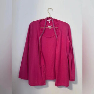 Escada 2 Piece Embellished Tank Pink  Sweater  set wool blend sz 44